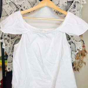 J.Crew‎ White Cotton Top Boho Cottagecore Coastal